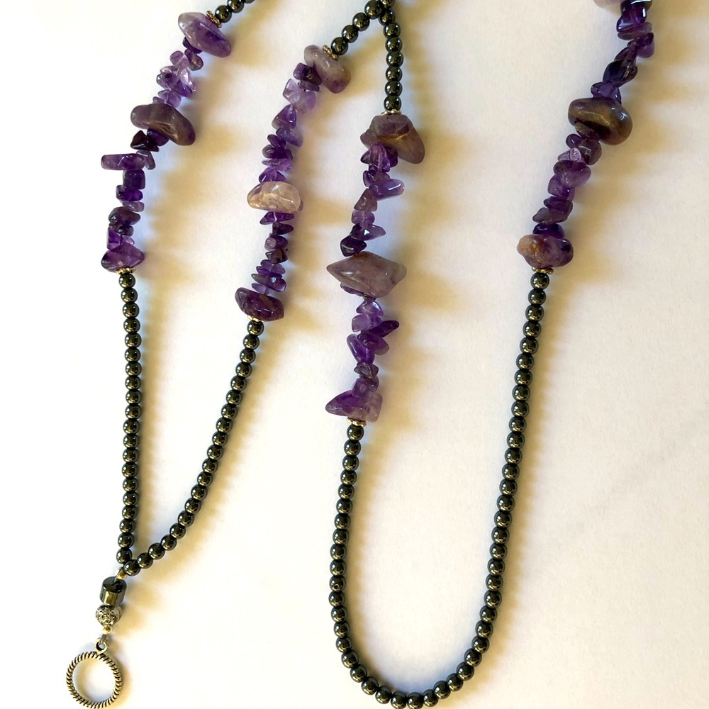 Amethyst Stone Hematite Lanyard